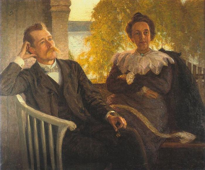 Richard Bergh Author Per Hallstrom and his wife Helga oil painting image